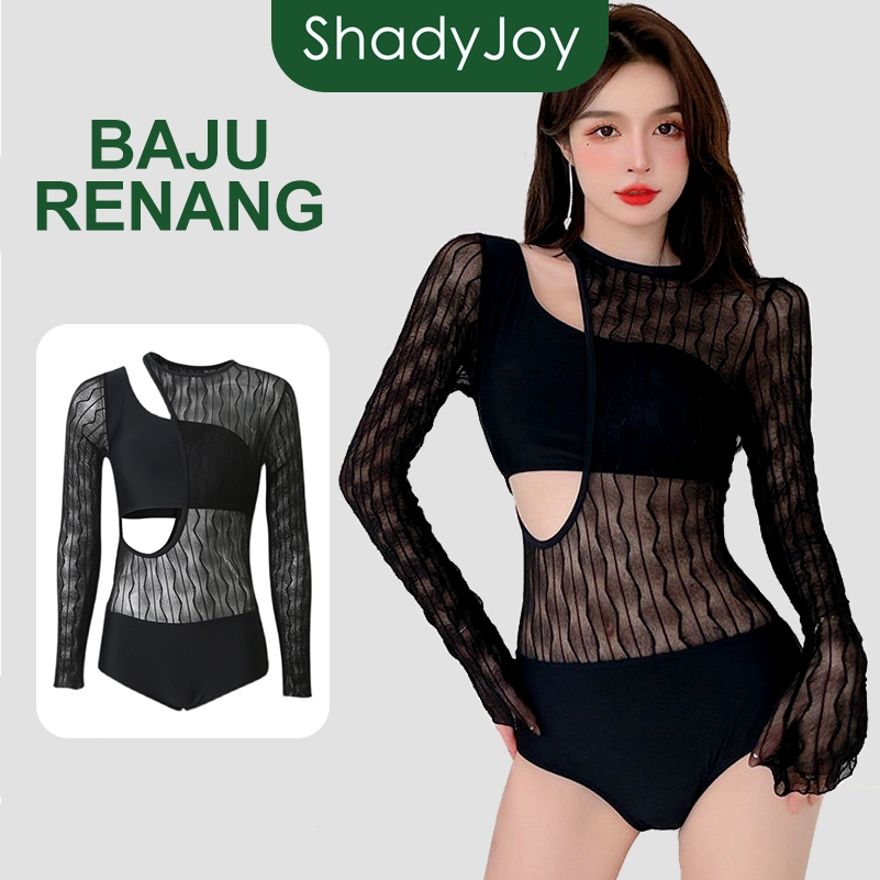 ShadyJoy Baju renang wanita seksi, baju renang one-piece renda model bahu terbuka