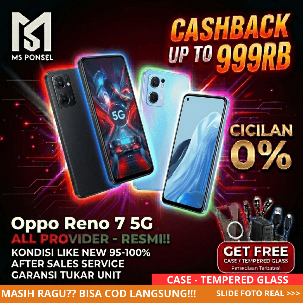 Oppo Reno 7 5G 8/128GB Second Original Resmi Fullset