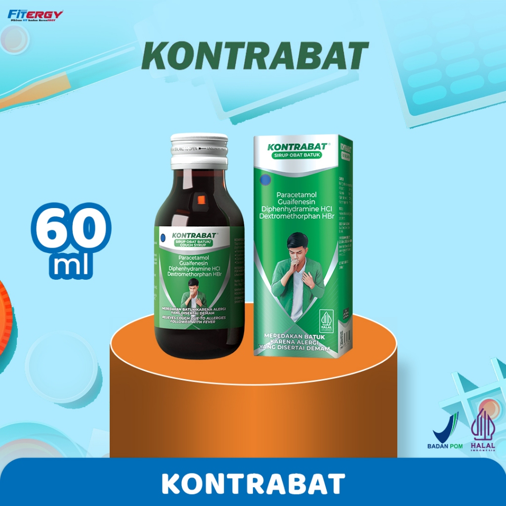 KONTRABAT 60ML - Membantu Meredakan Batuk, Batuk Berdahak, Batuk Kering, Tenggorokan Gatal
