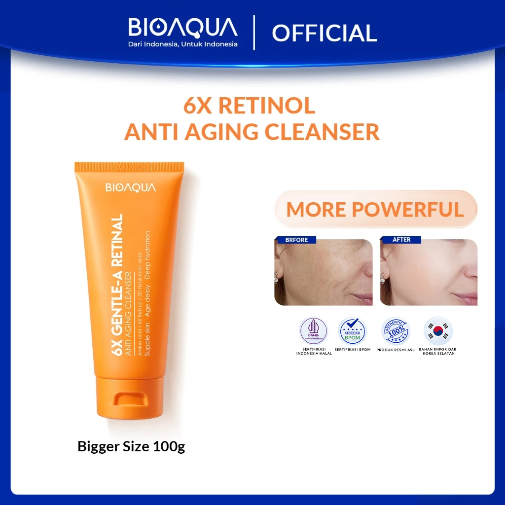 BIOAQUA 6X Gentle-A Retinol Amino Facial Wash Anti Aging Low pH Gentle Cleanser 100g Brightening Sab