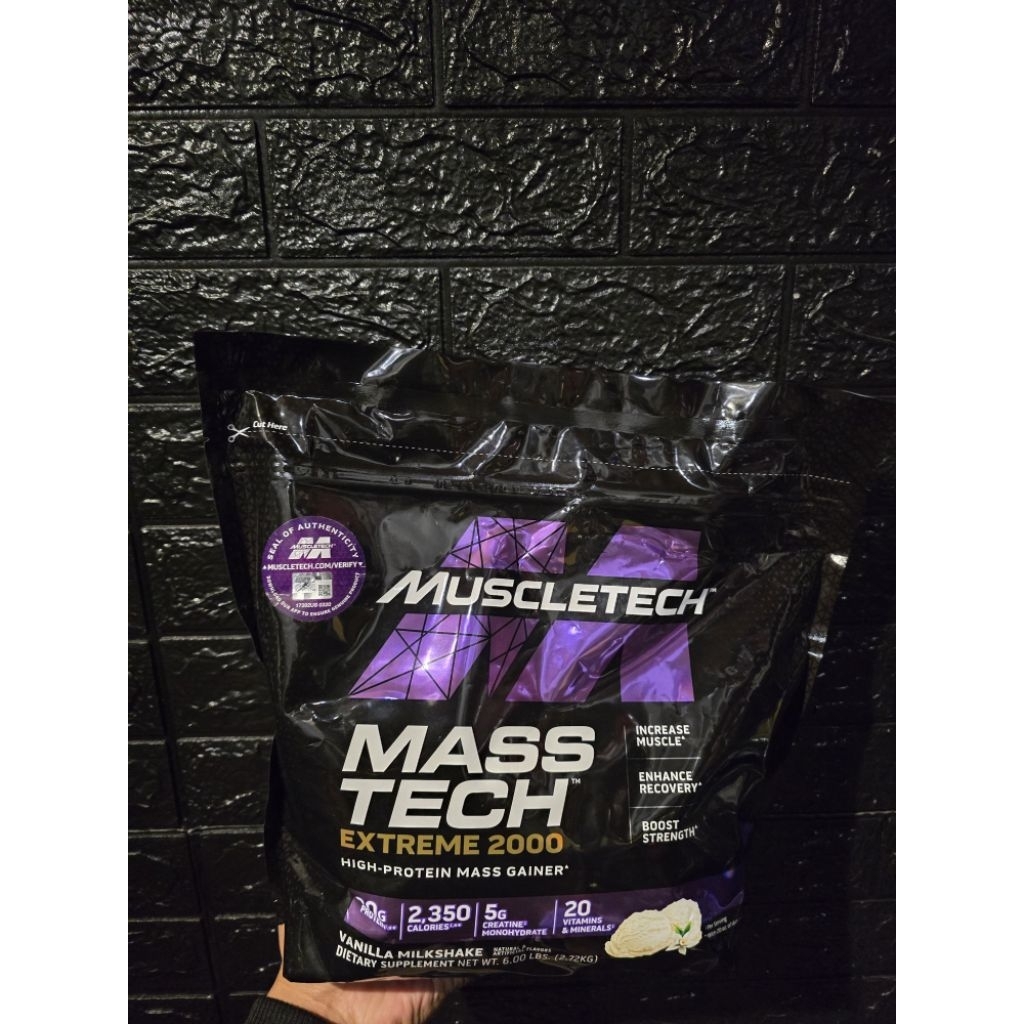 Suplemen Fitness MUSCLETECH Mass Tech Extreme 6 lb Malang Masstech Weight Gainer Elite 2000
