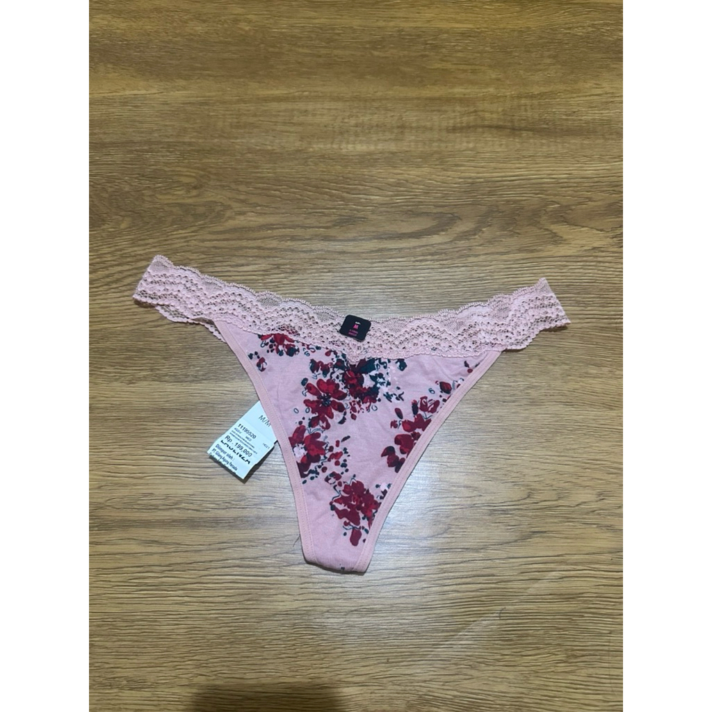 La senza G String Paris Lace Waist Winter Garden Panty Lasenza Sexy Pink Floral Panties Celana Dalam