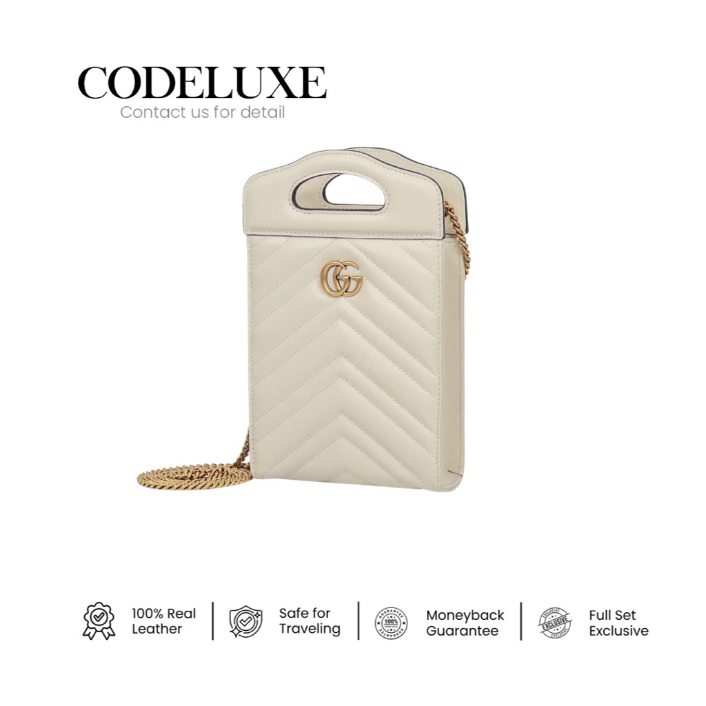 [CODELUXE] GG Marmont Mini Top Handle Totebag White GHW