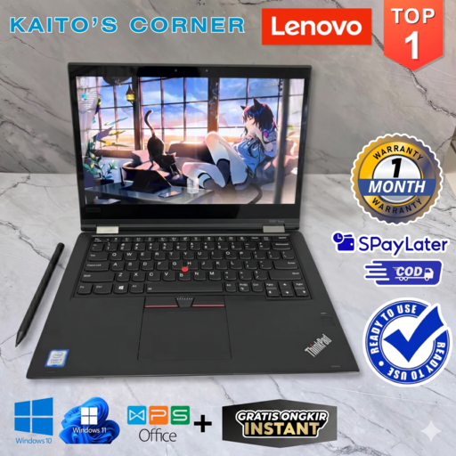 [Bekas] Laptop Lenovo Yoga X380/X390 i5/i7 Gen 8 - 13.3” Touchscreen + Stylus + Bisa Lipat 360° Slim