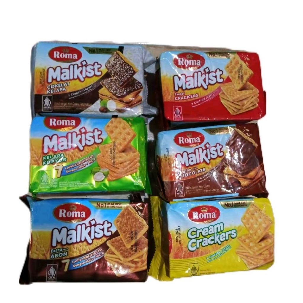 ROMA MALKIST CRACKERS | RASA COKELAT | KELAPA KOPYOR  | COKELAT KELAPA | KEJU | ABON | CRACKERS | CR