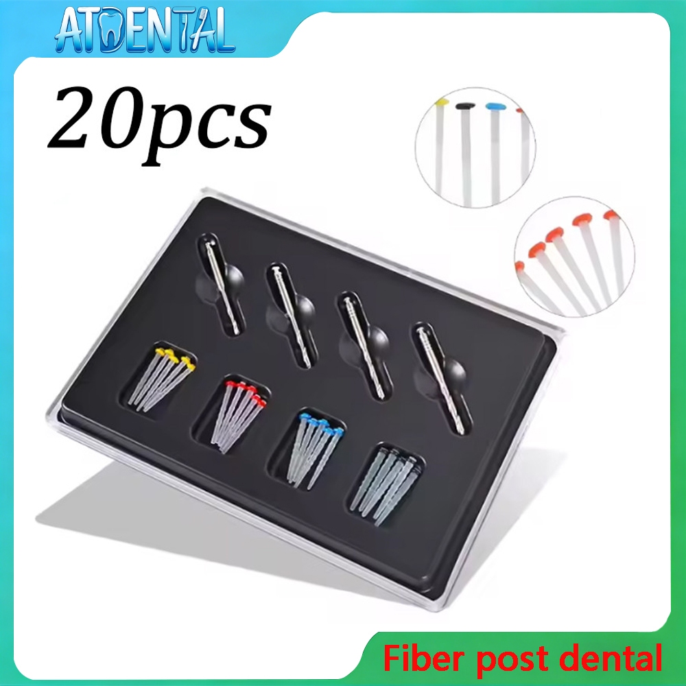 24Pcs Dental Fiber Post Quartz Glass Fiber Multi Size With Drill Kit - Post Serat Gigi Kaca Kuarsa A