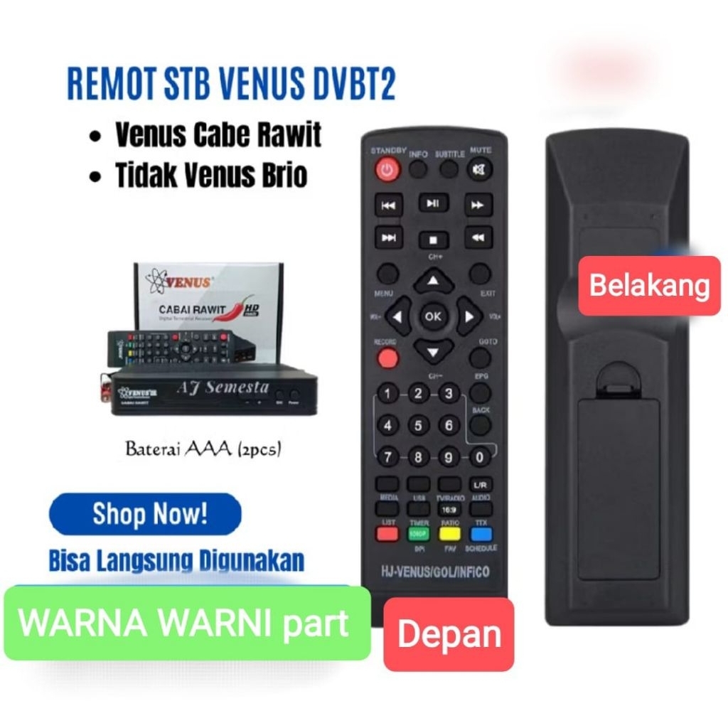 Remote set top box Venus cabe rawit,venus BRIO