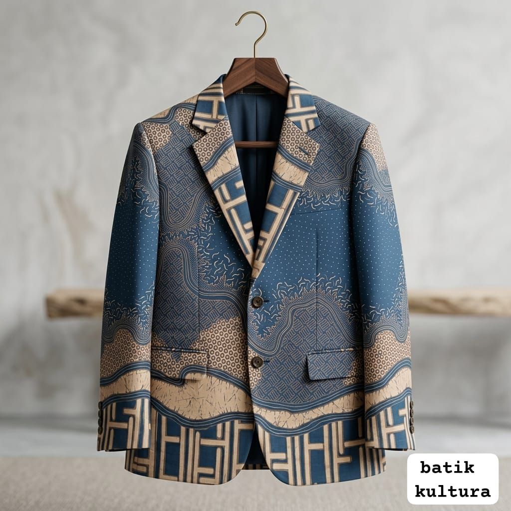 Jas Blazer Batik Pria Solo Bahan Katun Halus Motif Abstrak Lapis katun Toyobo Tebal Cocok Untuk Kerj