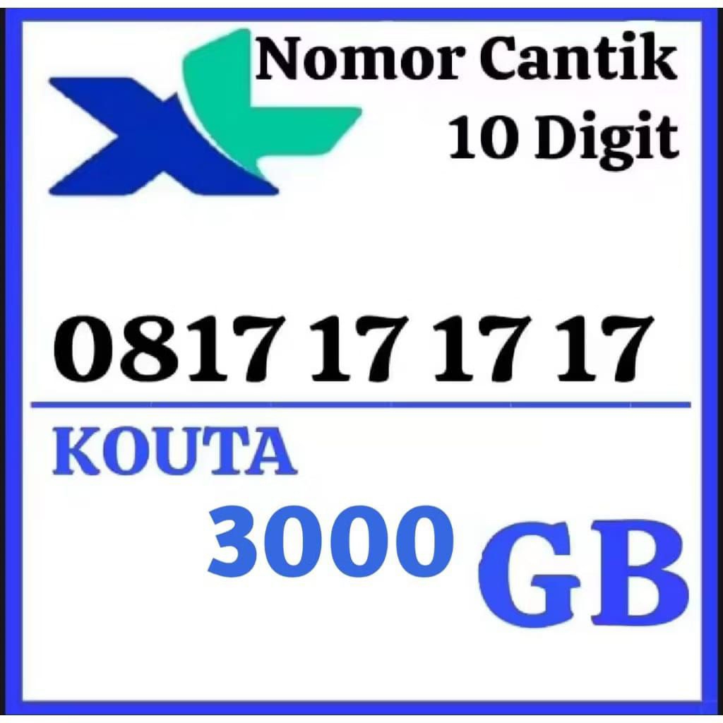 NO CANTIK XL 10 DIGIT ANGKA BONUS 3000 GB MASA AKTIF SATU TAHUN untuk no rekues