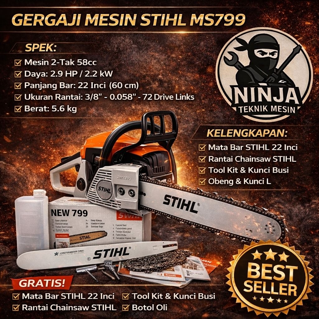 Stihl Gergaji Mesin Ms799 Bar 22Inch
