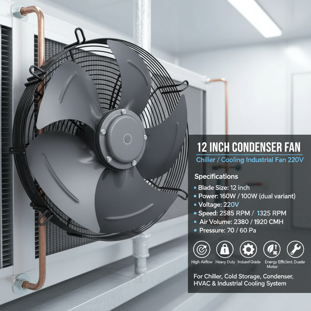 Kipas Condensor 12 Inch 220V | Chiller Fan Cooling Condenser Fan 160W / 100W 2585 RPM