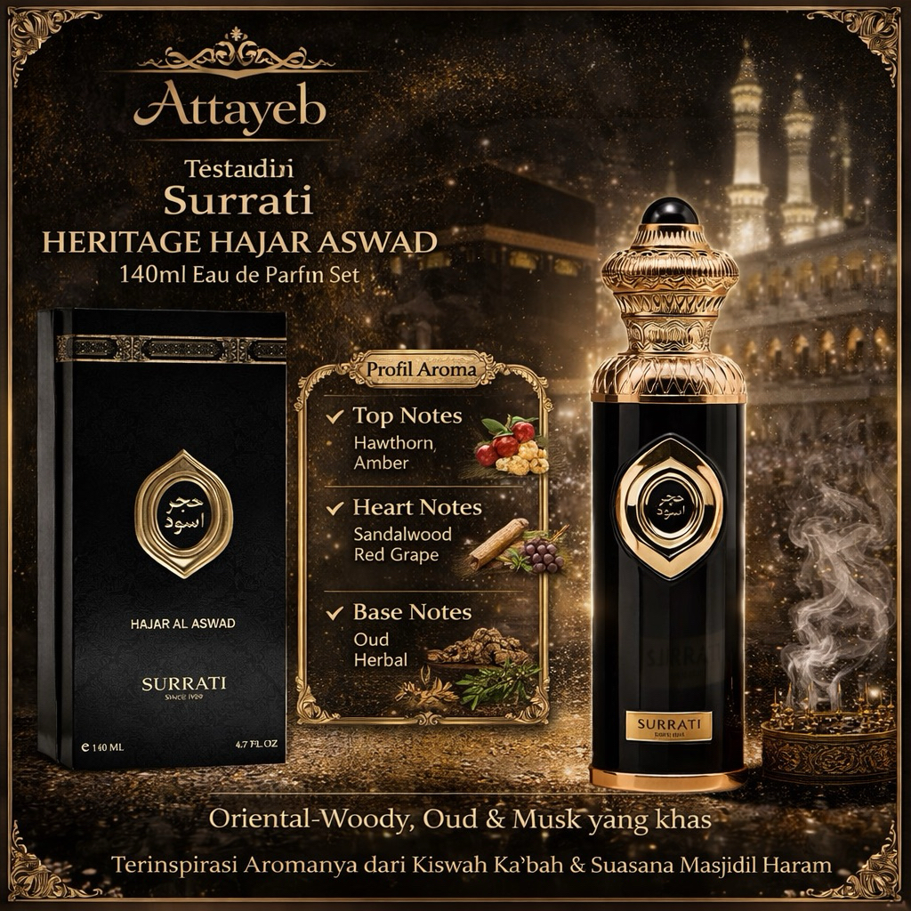 Parfum Surrati Herritage Hajar Al Aswad Eau De140ml Perfume Mekkah High Quality Parfum Arab Tahan La