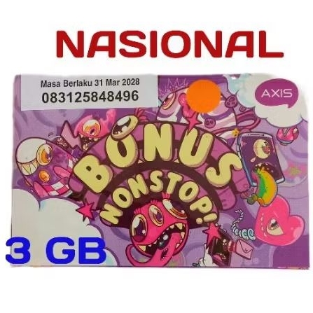 kartu perdana axis  paket 3 gb