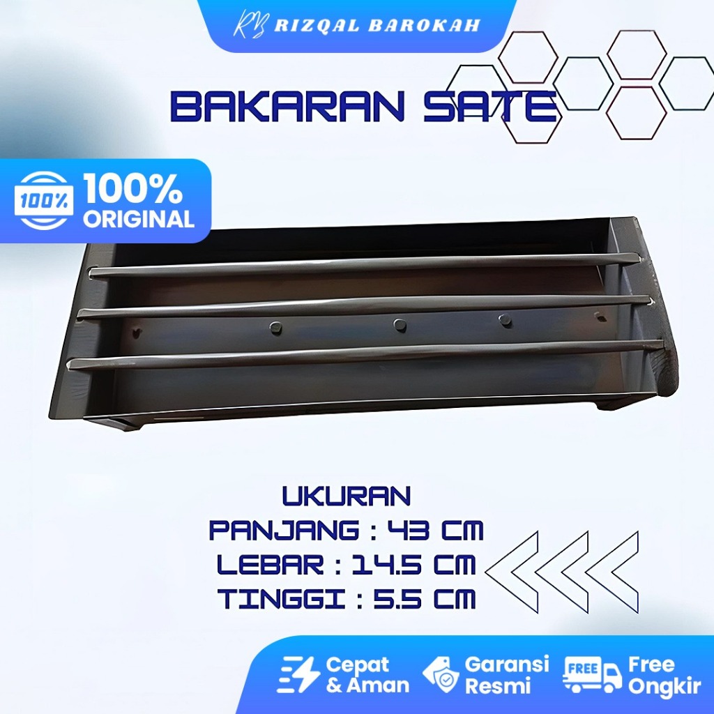 Panggangan Sate Persegi Panjang Bakaran Sate Besi Tebal Anti Karat Alat Bakar Sate Kuat Awet