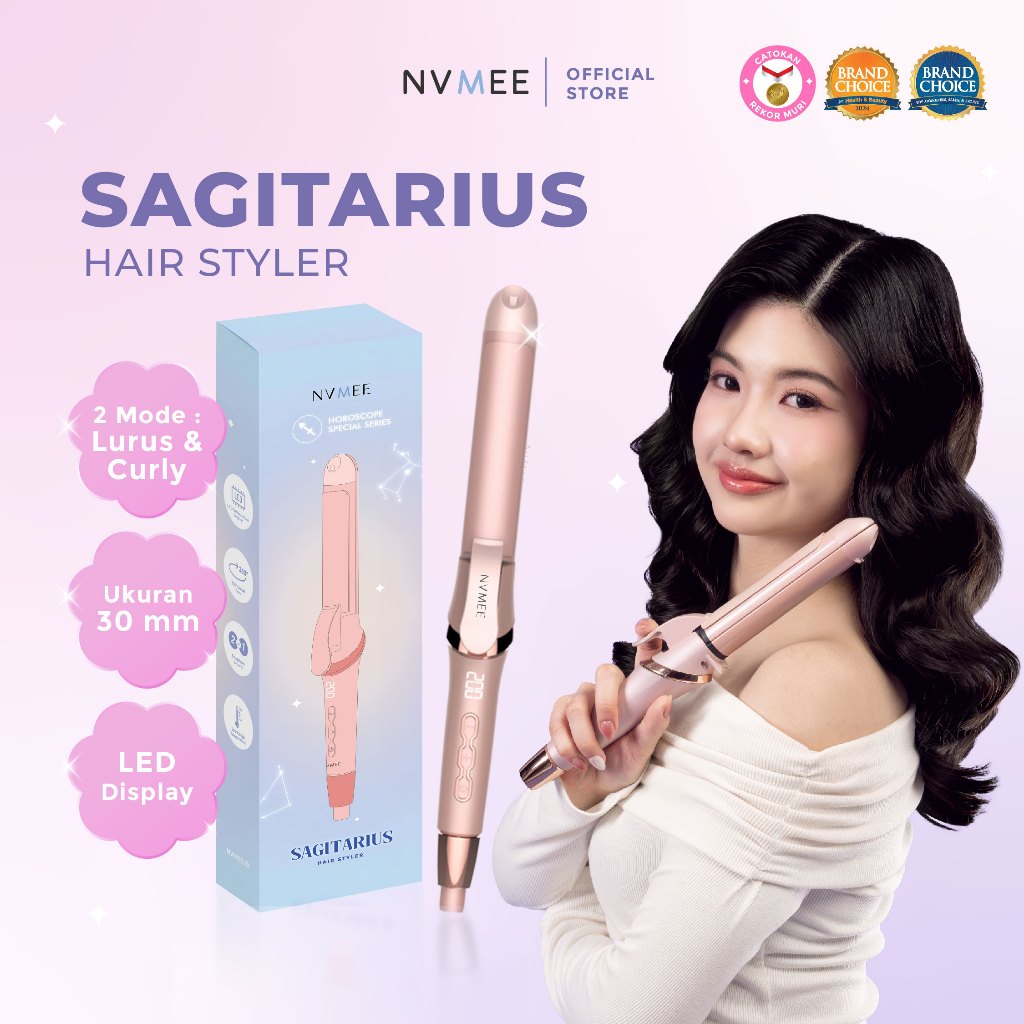 NVMEE - Catokan Rambut 2in1 LED Touch Sagitarius Hair Styler