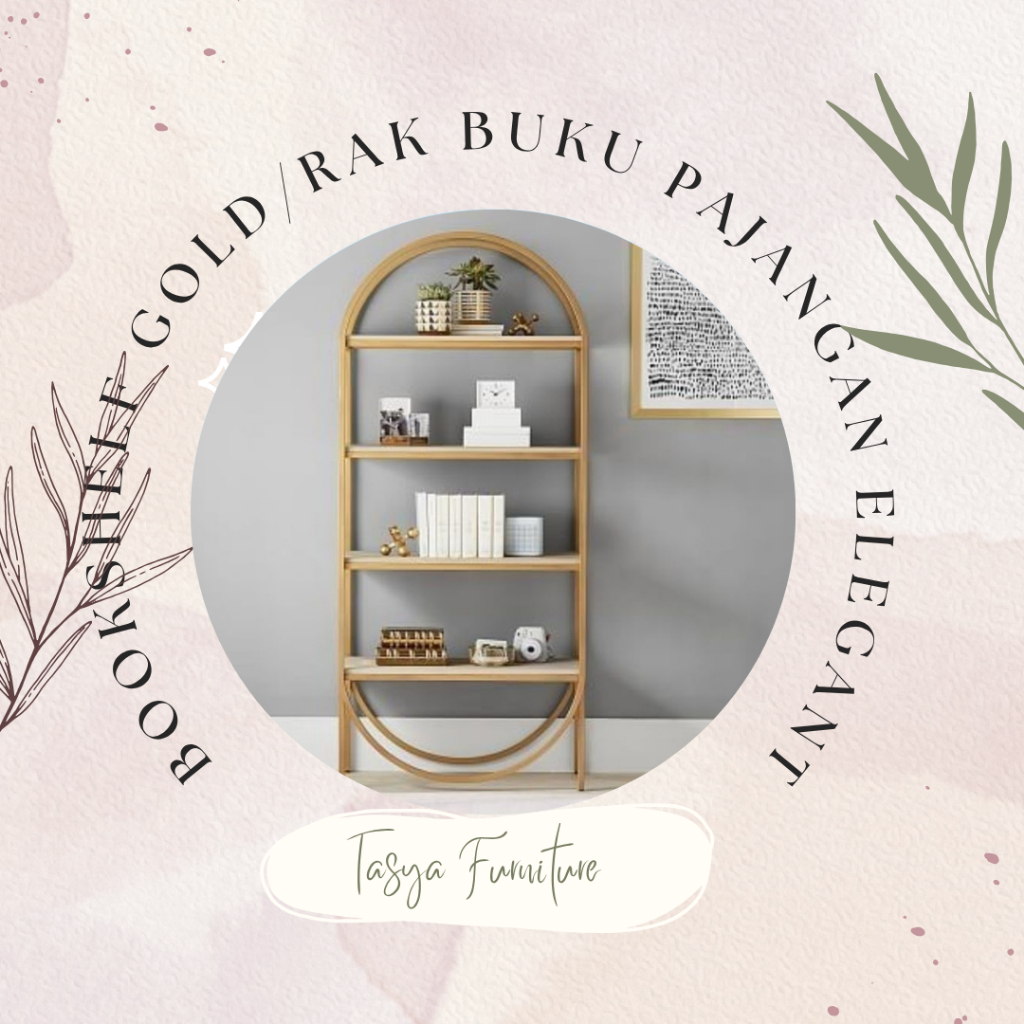 Bookshelf Gold/Rak Buku Pajangan Elegant