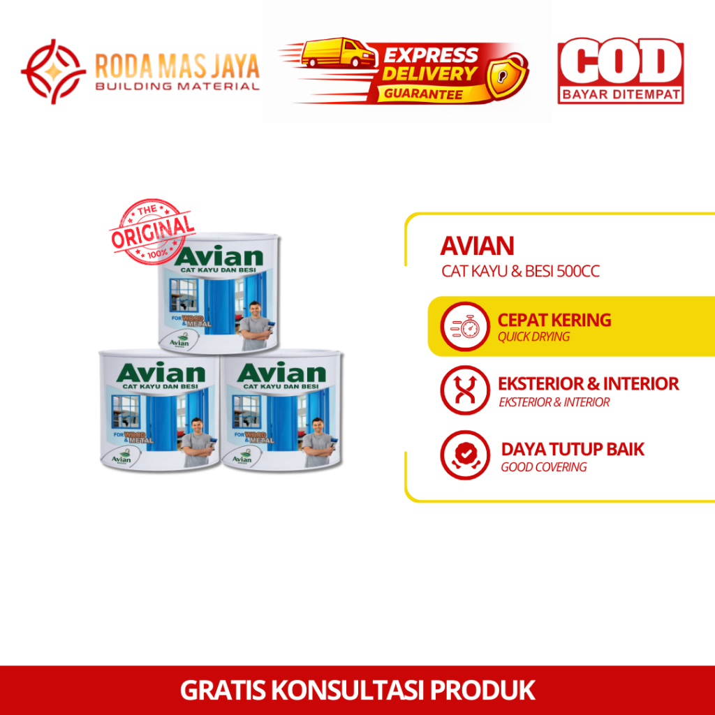 Avian High Gloss Enamel/Cat Kayu dan Besi/Cat Besi Gloss/Cat Kayu Besi/ Cat Avian 500cc