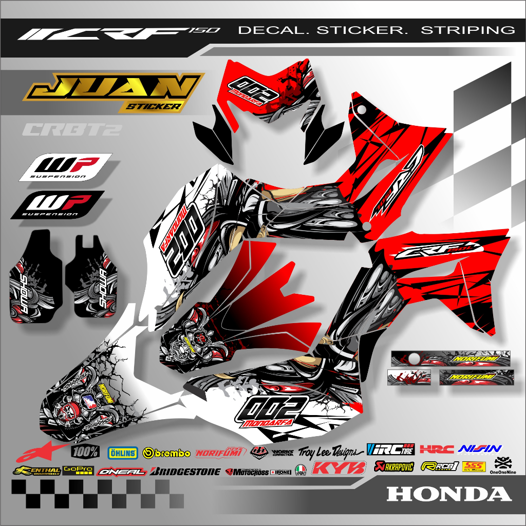 STICKER DECAL CRF 150 FULL BODY MOTOR VARIASI MOTOR CRF 150 DESAIN MOTIF MONSTER KEREN TERLARIS