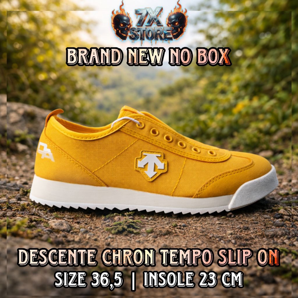 SEPATU SNEAKERS DEWASA/ANAK PRIA/WANITA CASUAL SLIP ON DESCENTE CHRON TEMPO MUSTARD LANGKA MEWAH