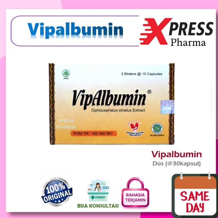 XPRESS  DOS Vipalbumin Ekstrak Ikan gabus Kembung Vip Albumin Vitalbumin Vipabumin 30 Kapsul Obat Zx