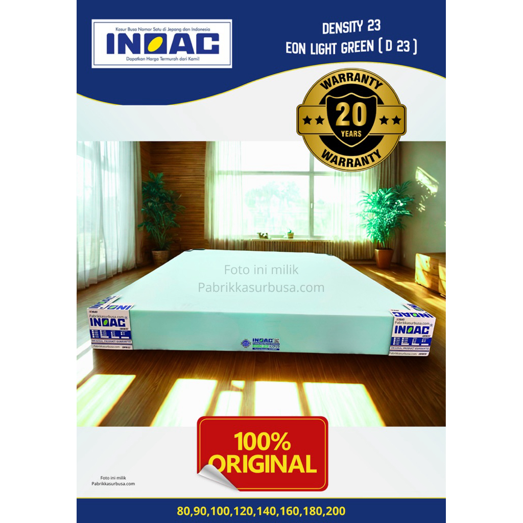 Kasur Busa INOAC DENSITY 23 , EON LIGHT GREEN 160x200x20 Original D23 Tebal 20cm GARANSI 20 Tahun D 