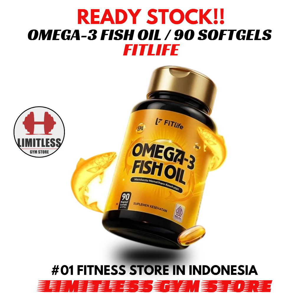 Fitlife OMEGA‑3 90 Softgels – FISH OIL Untuk Jantung, Otak, dan Sendi HALAL BPOM