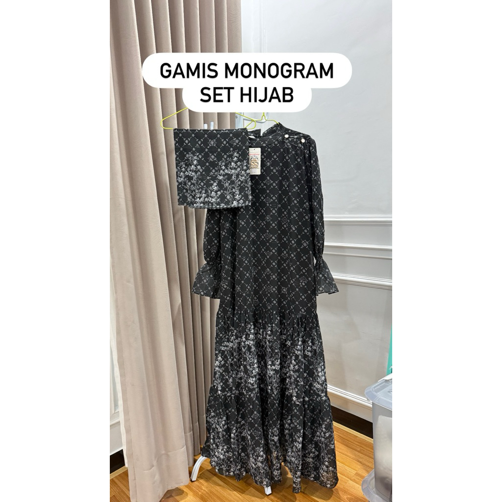Dress Hitam monogram by Shella Saukia ready siap kirim