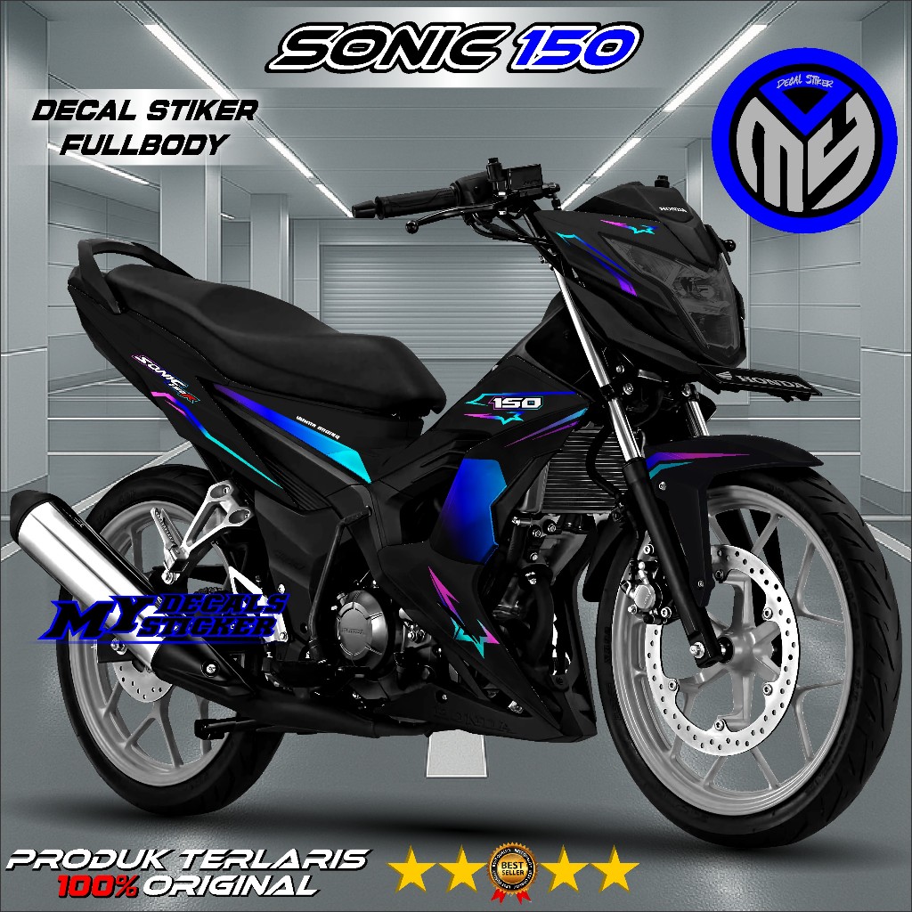PROMO Decal Stiker Motor Sonic 150R Full Body  Motif Bintang Hitam / Sticker Honda Sonic 150 R