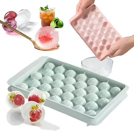 CETAKAN ES BATU DENGAN TUTUP ICE CUBE TRAY SILIKON 6, 14, 36 / 33 BULAT PLASTIK JELLY