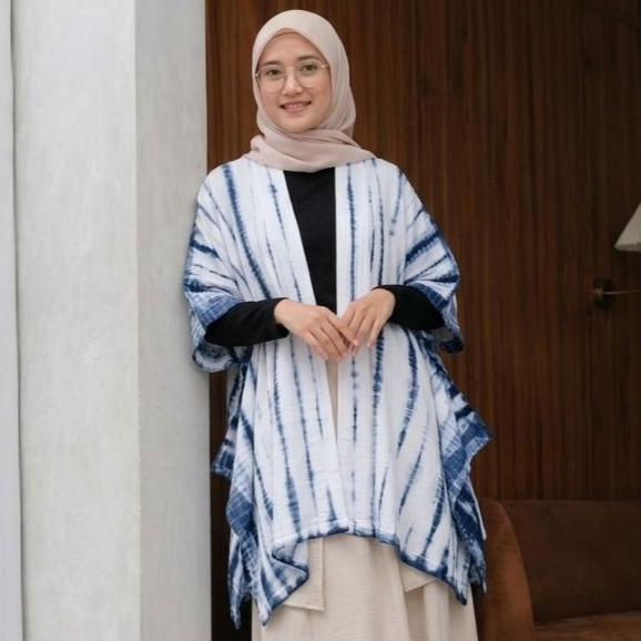 Kaja Shibori - Outer Wanita Shibori Kimono Kekinian Bahan Linen Loose Fit Adem Stylish (Anika Outer)