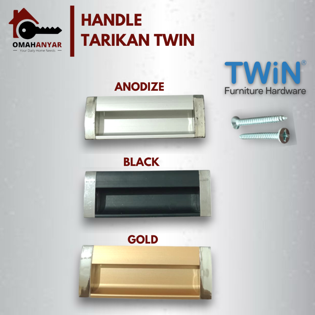 1PCS Handle Tarikan Pintu Lemari Twin Anodize Hitam Gold 64 96 128 160 192  Tarikan Laci Geser Minim