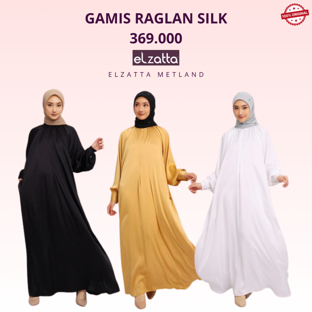 Elzatta Gamis Raglan Silk Gamis Polos Bahan Silk Premium New Trendyyy