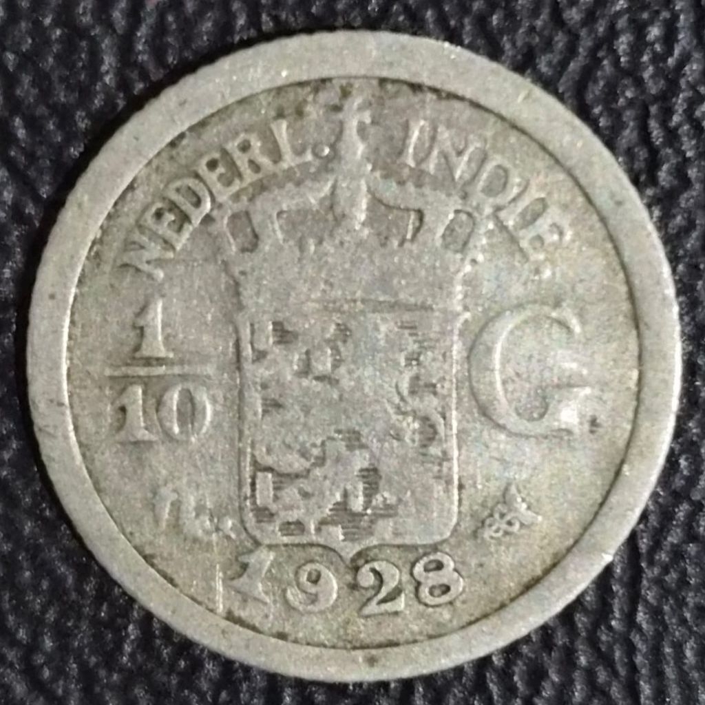 Koin Perak 1/10 Gulden 1928 (VF)