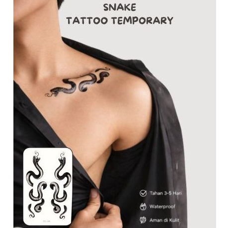 Tato Temporer ular Stiker Sementara snake hitam