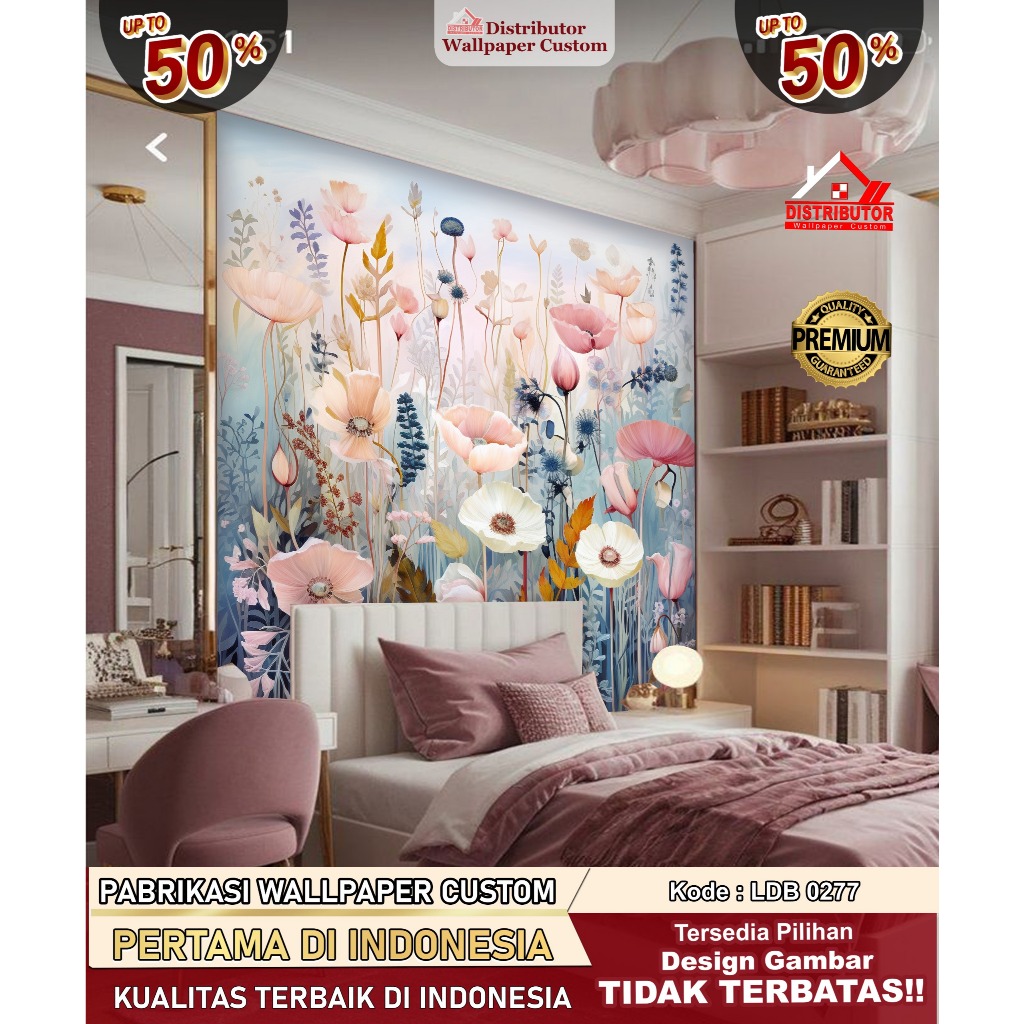 Wallpaper Custom 3 Dimensi Tema Flowers | Wallpaper Custom | Wallpaper Kamar | Flowers 3D