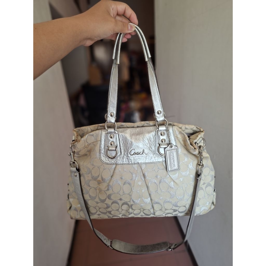 Tas Coach Silver Metalic
