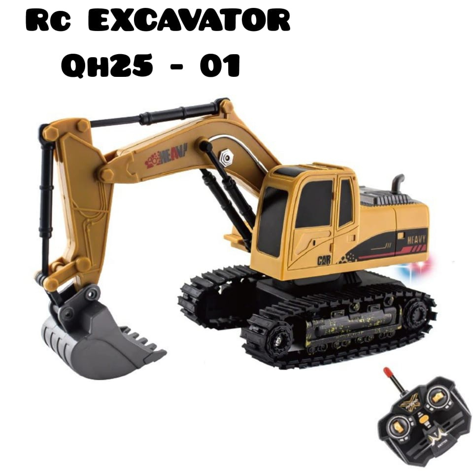 Mainan Kendaraan Proyek Rc Excavator Mainan Remote Control Warna Kuning Hitam Model QH25 - 01 PR-174