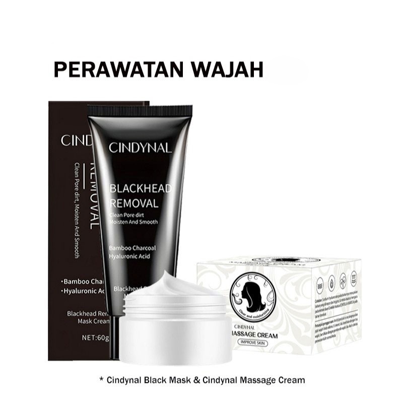YZKMSKIN - [BUNDLE]  - 2Pcs Perawatan Wajah Cindynal Black Mask Masker 60g & Cream Wajah / Massage C