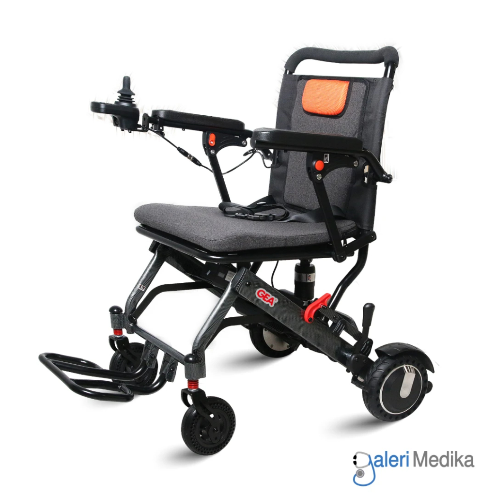 Kursi Roda Travel Elektrik GEA GO-125 Electra PORTABLE + Handle Roda Anti BOCOR