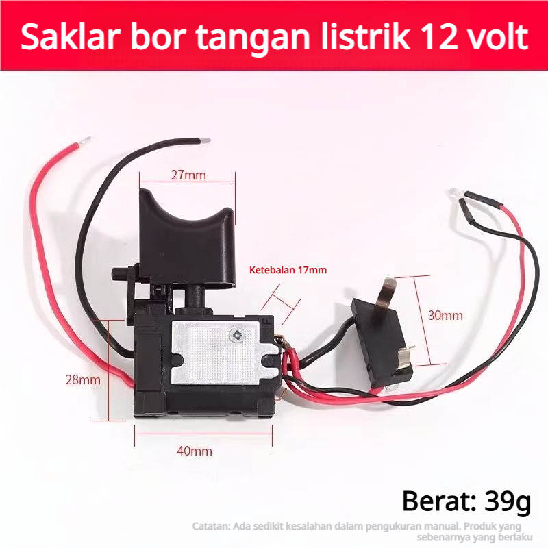 Saklar Bor Baterai 12V Model Hitachi Dengan Lampu Aksesoris Bor Listrik