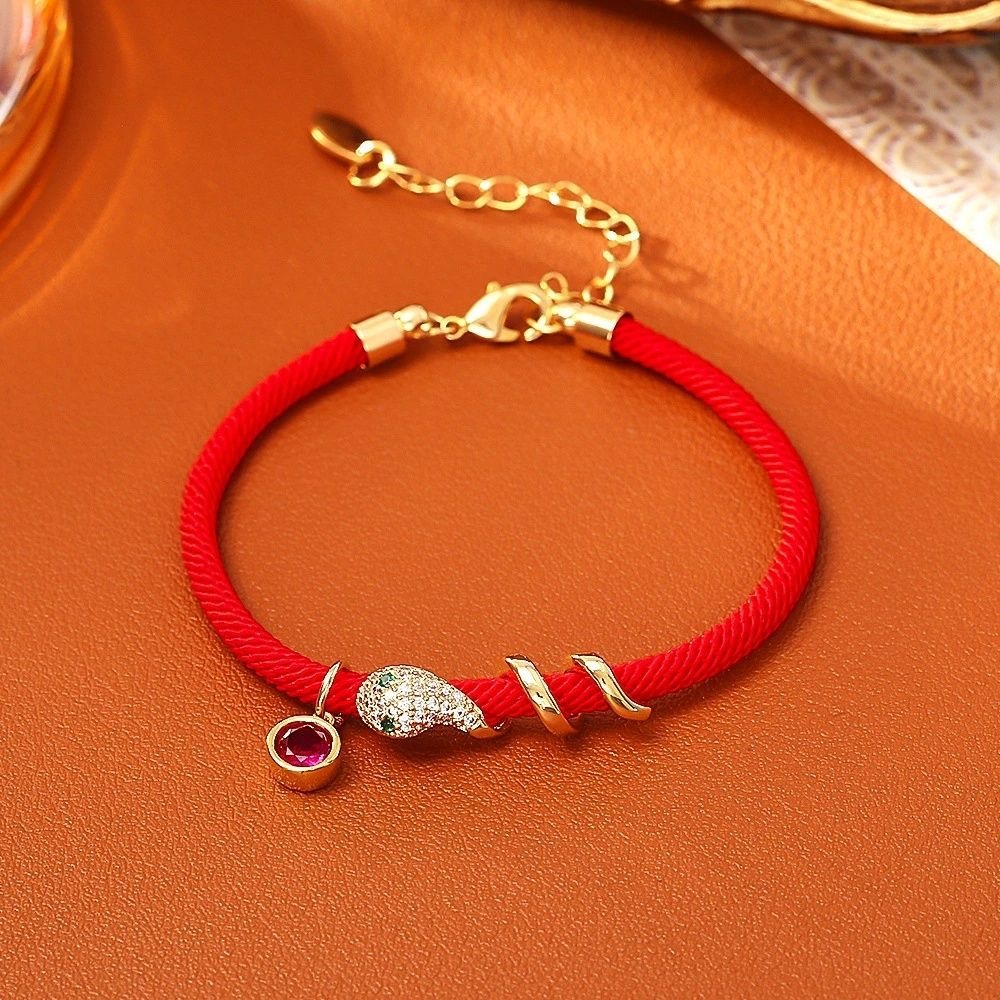 Gelang Tali Merah Ular Emas Anti Karat - Aksesoris Keberuntungan Wanita Kekinian
