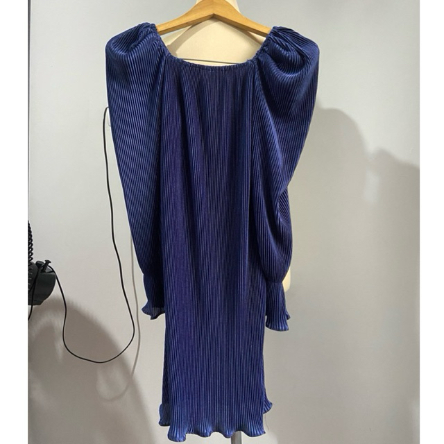 pleats pleated miyake dress navy