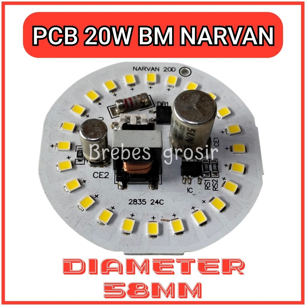PCB LAMPU LED AC 20W BM NARVAN PUTIH TERANG