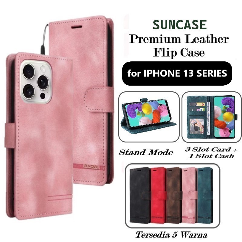 Casing for IPHONE 13 model flip buka tutup case kulit ada tempat foto dan kartu juga tali hp flip co