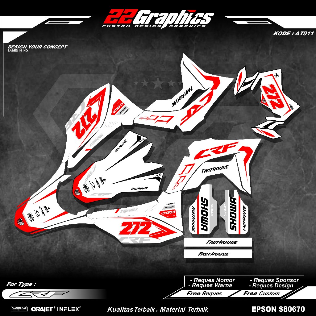 Decal HONDA CRF 150 L FULL Body _ Decal CRF 150 Full Body Desain Racing Keren