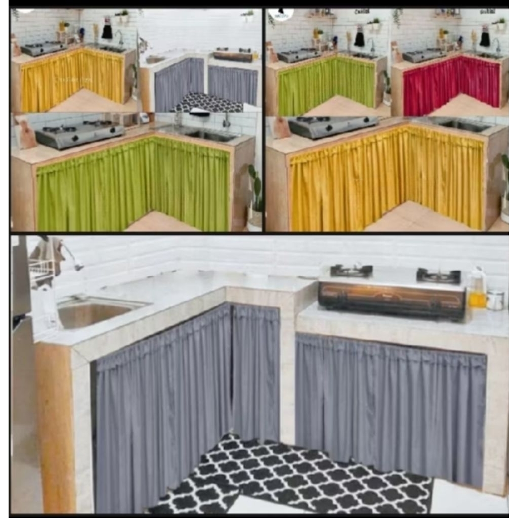 Gorden Kolong Dapur Model Serut Tirai Bawah kompor