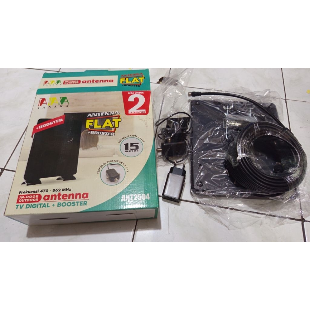 Anten kotak Tanaka Boster Kabel 15 meter anten digital antenna untuk 2 TV indoor indor outdor ANT250