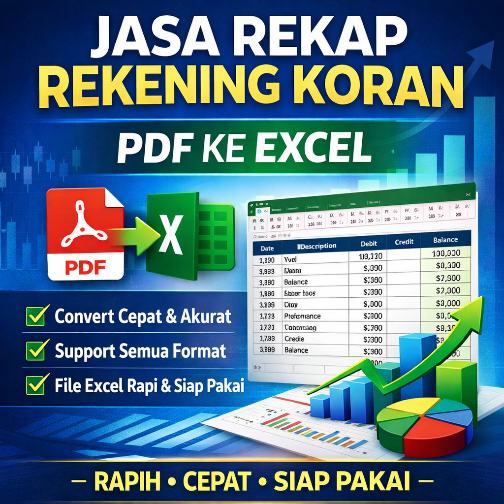 Jasa Rekap Rekening Koran PDF ke Excel | Convert Mutasi Bank Semua Format | Input Data Bank Rapih & 