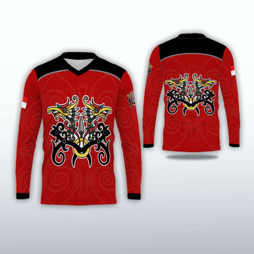 BAJU KAOS PRIA BATIK DAYAK KALIMANTAN SUBLIME KEREN