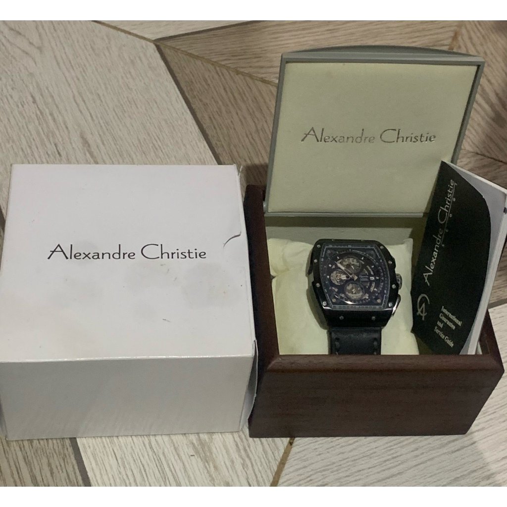 Jam Tangan Pria Alexandre Christie AC seri 6411 chronograph strap kulit leather